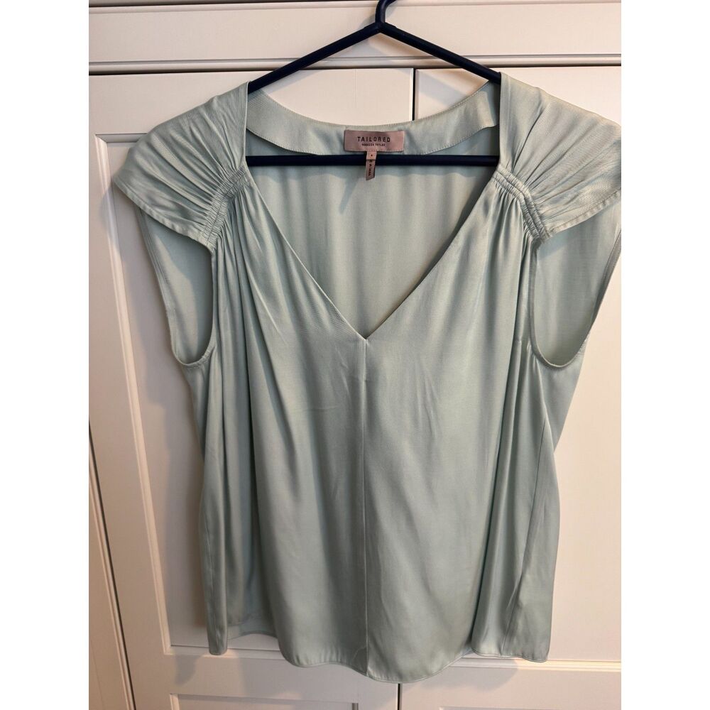 Tailored by Rebecca Taylor Silk Blend Top - Sage Green, Women's Size 6
